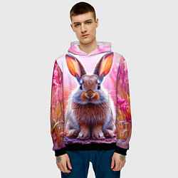 Толстовка-худи мужская Зайчик в розовом, цвет: 3D-черный — фото 2
