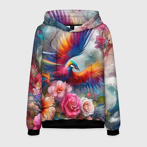 Мужская толстовка Тропическая птица / 3D-Черный – фото 1