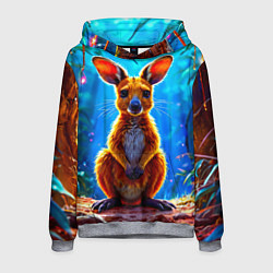 Толстовка-худи мужская Кенгуру в джунглях, цвет: 3D-меланж