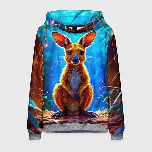 Мужская толстовка Кенгуру в джунглях / 3D-Меланж – фото 1