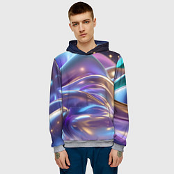 Толстовка-худи мужская Волны космические, цвет: 3D-меланж — фото 2