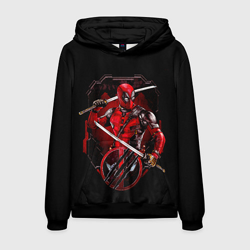 Мужская толстовка Дэдпул с катанами / 3D-Черный – фото 1