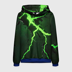 Толстовка-худи мужская Зеленая неоновая молния, цвет: 3D-синий