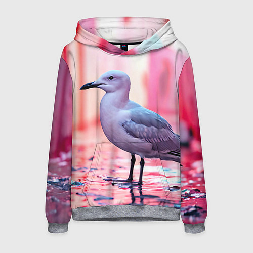 Мужская толстовка Чайка на розовом / 3D-Меланж – фото 1