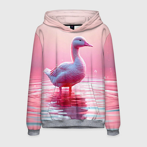 Мужская толстовка Гусь на розовом озере / 3D-Меланж – фото 1