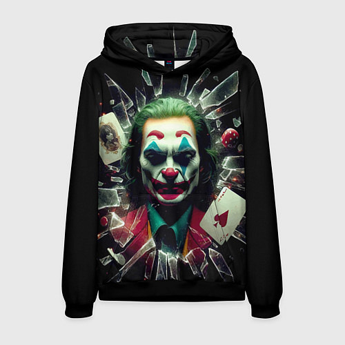 Мужская толстовка Джокер - разбитое стекло / 3D-Черный – фото 1