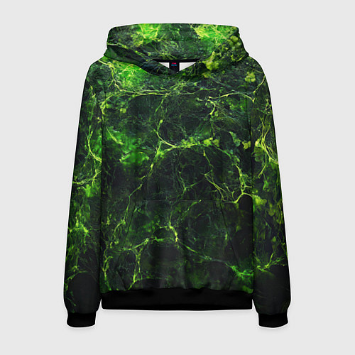 Мужская толстовка Зеленая ядовитая текстура / 3D-Черный – фото 1