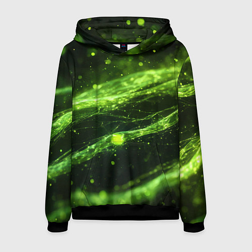 Мужская толстовка Текстура зеленая жидкость / 3D-Черный – фото 1