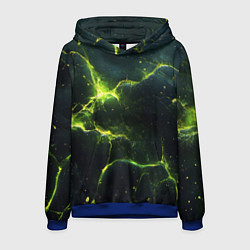 Толстовка-худи мужская Разбитая плита с зеленым светом, цвет: 3D-синий