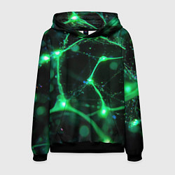 Толстовка-худи мужская Зеленый нейроны, цвет: 3D-черный