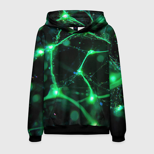 Мужская толстовка Зеленый нейроны / 3D-Черный – фото 1