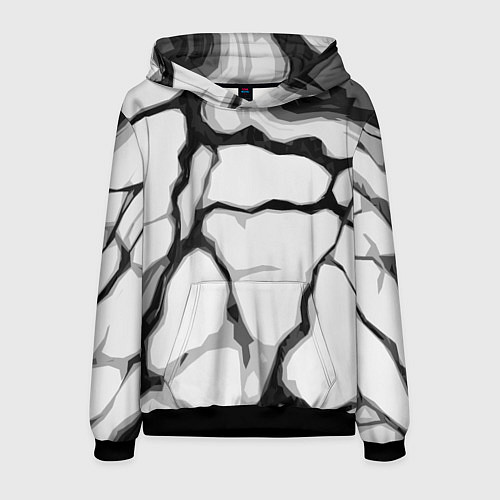 Мужская толстовка Чёрные абстрактные полосы на белом фоне / 3D-Черный – фото 1