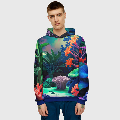 Мужская толстовка Морское дно с кораллами / 3D-Синий – фото 3