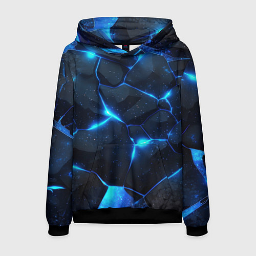 Мужская толстовка Неоновый синий свет из плит / 3D-Черный – фото 1