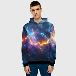Толстовка-худи мужская Космическая молния текстура, цвет: 3D-черный — фото 2