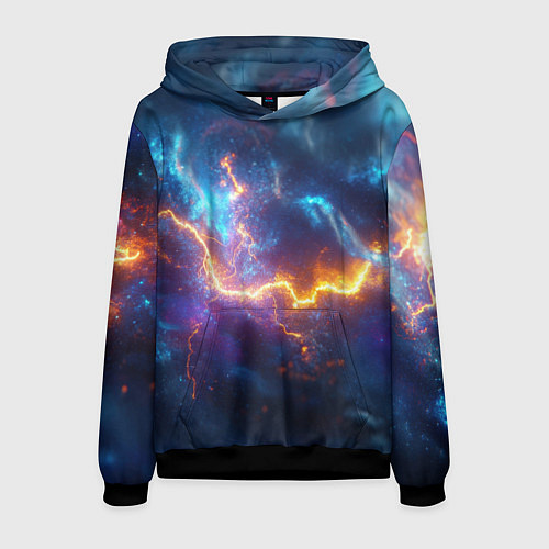 Мужская толстовка Космическая молния текстура / 3D-Черный – фото 1