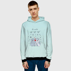 Толстовка-худи мужская Я тебя мур мур, цвет: 3D-черный — фото 2