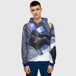 Толстовка-худи мужская Бэтмен на снегу, цвет: 3D-синий — фото 2