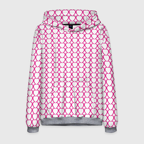 Мужская толстовка Контурный паттерн соединённые сердца / 3D-Меланж – фото 1