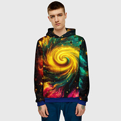 Толстовка-худи мужская Neon space - ai art fantasy, цвет: 3D-синий — фото 2