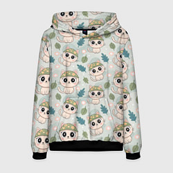 Толстовка-худи мужская Кошачий камуфляж каваи, цвет: 3D-черный