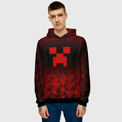 Толстовка-худи мужская Minecraft red poly, цвет: 3D-черный — фото 2