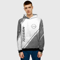 Толстовка-худи мужская Nissan - white gradient вертикально, цвет: 3D-черный — фото 2