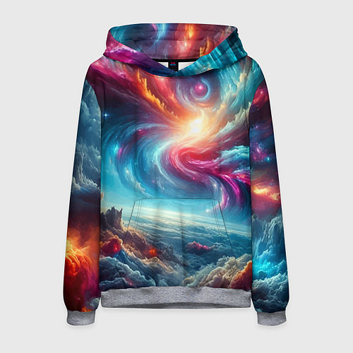 Мужская толстовка Fantastic neon space landscape - ai art fantasy / 3D-Меланж – фото 1