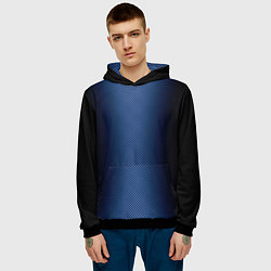 Толстовка-худи мужская Чёрно-синий градиент по центру текстура, цвет: 3D-черный — фото 2