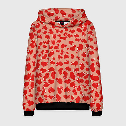 Мужская толстовка Сердца любви / 3D-Черный – фото 1