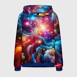 Толстовка-худи мужская Colorfull neon space clouds - ai art fantasy, цвет: 3D-синий