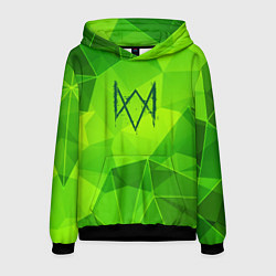 Толстовка-худи мужская Watch Dogs green poly, цвет: 3D-черный