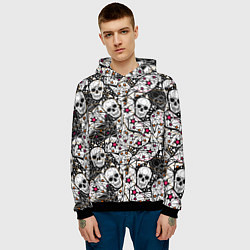 Толстовка-худи мужская Черепа и красные звезды, цвет: 3D-черный — фото 2