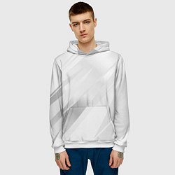Толстовка-худи мужская Светлый серый полосы с градиентом, цвет: 3D-белый — фото 2