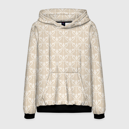Мужская толстовка Элегантный бежевый узор с дамасками / 3D-Черный – фото 1