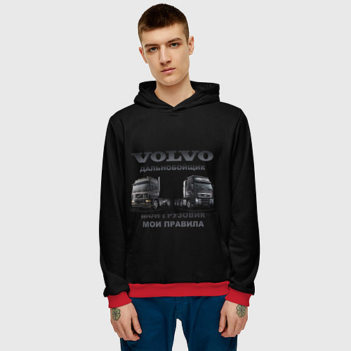 Мужская толстовка Volvo водитель грузовика / 3D-Красный – фото 3