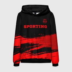 Толстовка-худи мужская Sporting - red gradient посередине, цвет: 3D-черный