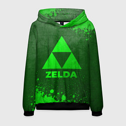 Толстовка-худи мужская Zelda - green gradient, цвет: 3D-черный