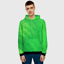 Толстовка-худи мужская Сочный зелёный абстрактный, цвет: 3D-черный — фото 2