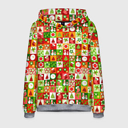 Толстовка-худи мужская Новогодние снеговики и снежные бабы, цвет: 3D-меланж