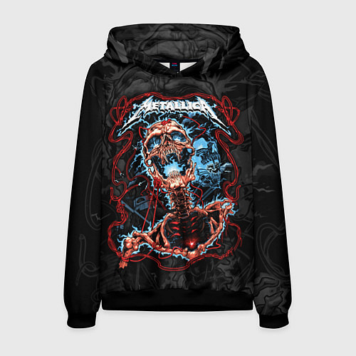Мужская толстовка Metallica - electric skeleton / 3D-Черный – фото 1