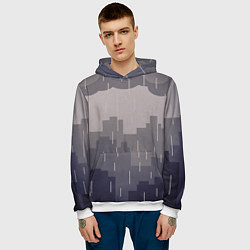 Толстовка-худи мужская Вечерний дождь, цвет: 3D-белый — фото 2