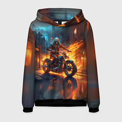Толстовка-худи мужская Скелет байкер, цвет: 3D-черный