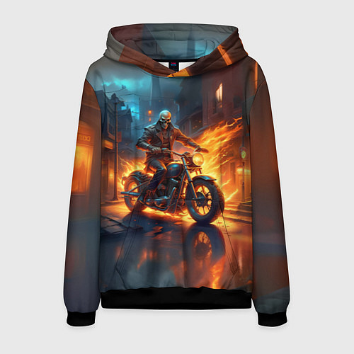 Мужская толстовка Скелет байкер / 3D-Черный – фото 1