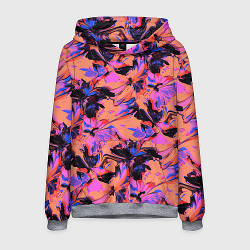 Мужская толстовка Абстрактные цветы - текучая краска / 3D-Меланж – фото 1