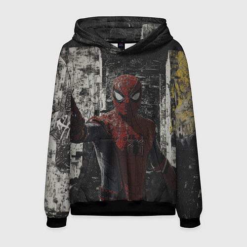 Мужская толстовка Spider man night / 3D-Черный – фото 1