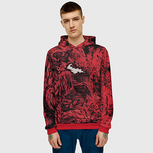 Мужская толстовка Красный веном текстура Карнажа / 3D-Красный – фото 3