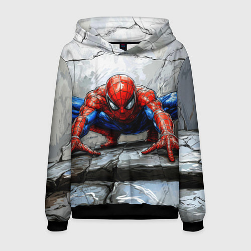 Мужская толстовка Человек-паук палзет на стене / 3D-Черный – фото 1
