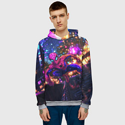 Толстовка-худи мужская Человек-паук и фиолетовый свет, цвет: 3D-меланж — фото 2