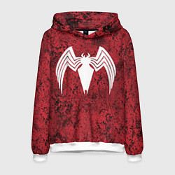 Толстовка-худи мужская Знак венома на красном, цвет: 3D-белый